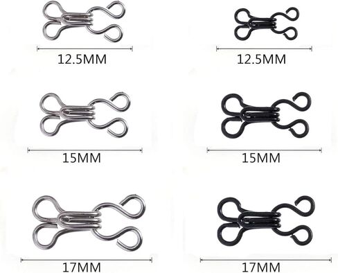 60-Piece Bra Buckles - Multi-Size Closure Kit for Bras, Clothing and Skirts in Black & Silver in Saudi Arabia