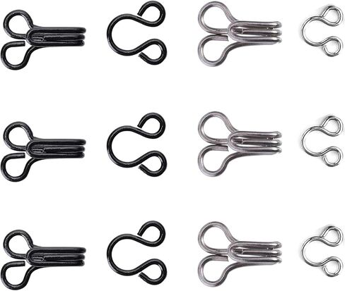 60-Piece Bra Buckles - Multi-Size Closure Kit for Bras, Clothing and Skirts in Black & Silver in Saudi Arabia