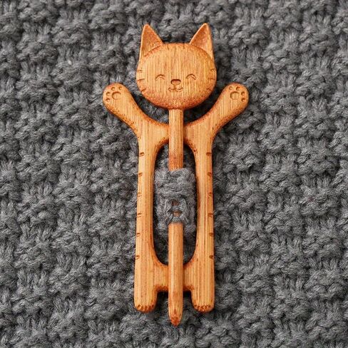 1PC Cute Cat Winter Sweater Scarf Fixed Buckle - Wooden Brooch Cat Decorative Fixed Buckle in Saudi Arabia