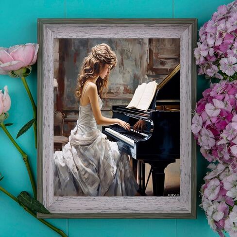 FUKVHIL DIY Paint by Numbers for Adults Woman Playing Piano DIY Painting by Number Kits Oil Paint Drawing Canvas Home Decor Gift, 40x50cm Without Frame in Saudi Arabia