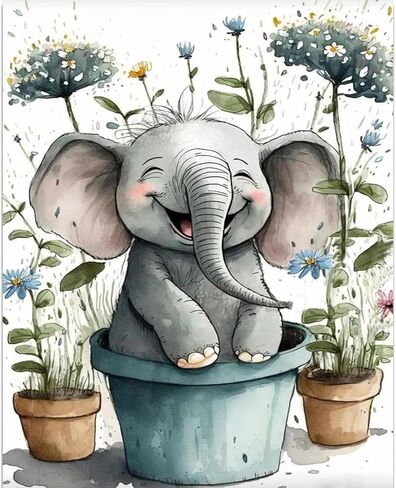 Paint by Numbers for Adult Kits, Elephant DIY Oil Painting by Number Kits for Adults Beginners on Canvas for Home Wall Decor Christmas Birthday Gifts 40X50cm/16x20in (No Frame) in Saudi Arabia
