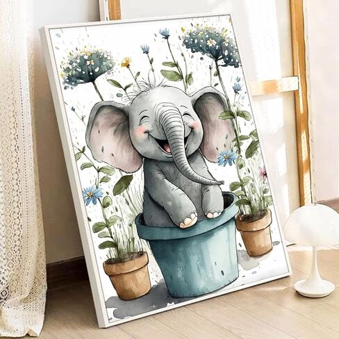 Paint by Numbers for Adult Kits, Elephant DIY Oil Painting by Number Kits for Adults Beginners on Canvas for Home Wall Decor Christmas Birthday Gifts 40X50cm/16x20in (No Frame) in Saudi Arabia