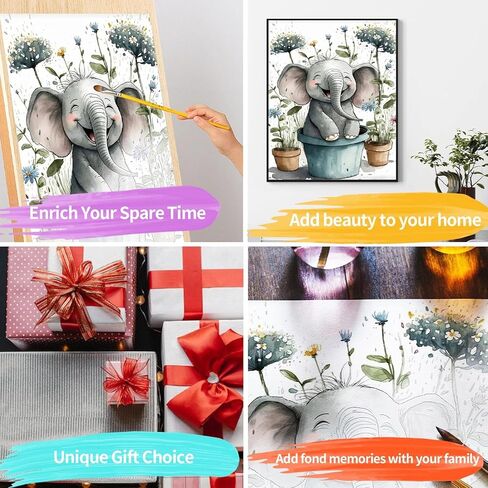 Paint by Numbers for Adult Kits, Elephant DIY Oil Painting by Number Kits for Adults Beginners on Canvas for Home Wall Decor Christmas Birthday Gifts 40X50cm/16x20in (No Frame) in Saudi Arabia