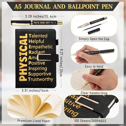 Pickmesh 3Pcs National Physical Therapy Month Gifts 17 oz Physical Therapist Tumbler with Inspirational A5 Leather Journal You're Doing Gait Pen Thank You for Physiotherapist Assistant Student (Black) in Saudi Arabia