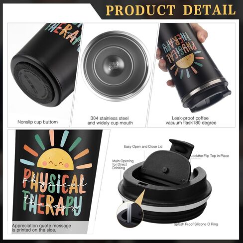 Pickmesh 3Pcs National Physical Therapy Month Gifts 17 oz Physical Therapist Tumbler with Inspirational A5 Leather Journal You're Doing Gait Pen Thank You for Physiotherapist Assistant Student (Black) in Saudi Arabia