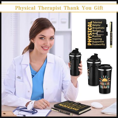 Pickmesh 3Pcs National Physical Therapy Month Gifts 17 oz Physical Therapist Tumbler with Inspirational A5 Leather Journal You're Doing Gait Pen Thank You for Physiotherapist Assistant Student (Black) in Saudi Arabia
