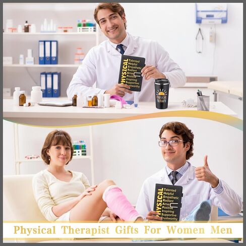 Pickmesh 3Pcs National Physical Therapy Month Gifts 17 oz Physical Therapist Tumbler with Inspirational A5 Leather Journal You're Doing Gait Pen Thank You for Physiotherapist Assistant Student (Black) in Saudi Arabia