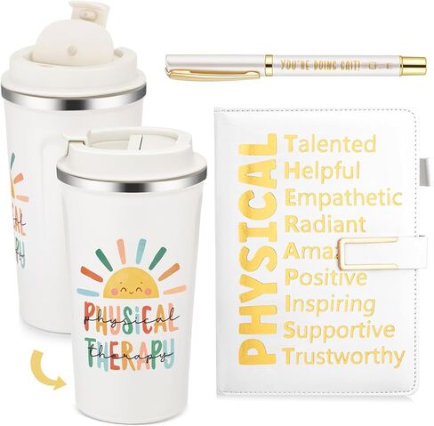 Pickmesh 3Pcs National Physical Therapy Month Gifts 17 oz Physical Therapist Tumbler with Inspirational A5 Leather Journal You're Doing Gait Pen Thank You for Physiotherapist Assistant Student (Black) in Saudi Arabia