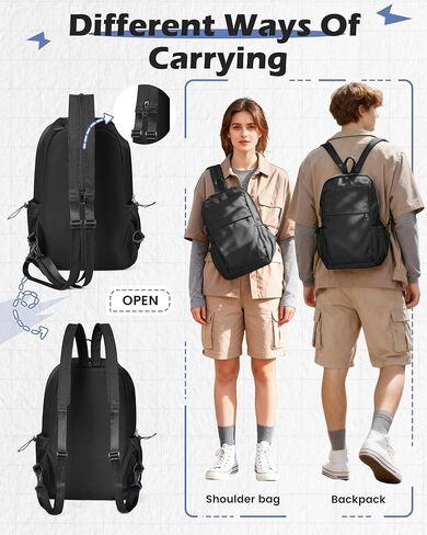 SEAFEW Tactical Backpacks Small Sling Bag Crossbody Backpack Shoulder Bag for Men Women, Multipurpose Anti-Theft Cross Body Chest Bags, One Strap Backpack for Walking Biking Travel Cycling White in Kuwait