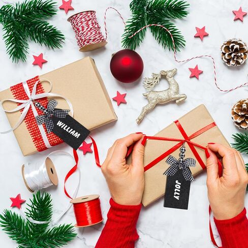 16 قطعة من علامات أسماء جورب عيد الميلاد مع 4 أوراق ملصقات حروف لاصقة لعيد الميلاد علامات خشبية مع صف منقوش من الجاموس وملصقات سبورة خرز (بني فاتح مع خرزات خشبية) in Kuwait