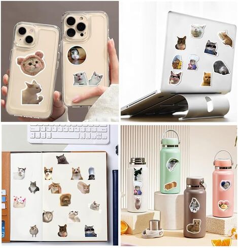 100pcs Cute Cat Stickers - Adorable Waterproof Kitten Mixed Styles DIY Stickers, Scrapbooking Decals in Saudi Arabia