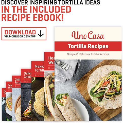 Uno Casa - Master Kit - Tortilla Press 8 Inch with Comal Pan, 4 Taco Holders and Tortilla Warmer - Unique Gift for Friends or Family (8 Inch Master Kit) in Saudi Arabia