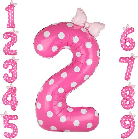 40 Inch Pink Number 2 Foil Balloon Big Mylar Bow Balloons Giant Birthday Decoration for Girls' Princess Parties in Saudi Arabia