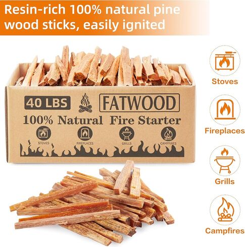 2 رطل من أعواد إشعال النار من خشب الدهون، 100% مشعل نار من الحطب الطبيعي للمواقد، خشب الصنوبر للمواقد، نيران المخيمات، النيران، الشواية in Kuwait