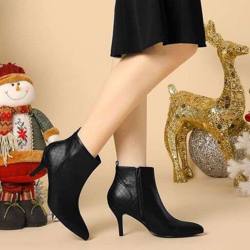 حذاء نسائي من Allegra K بمقدمة مدببة وسحاب جانبي وكعب ستيليتو للكاحل in Kuwait