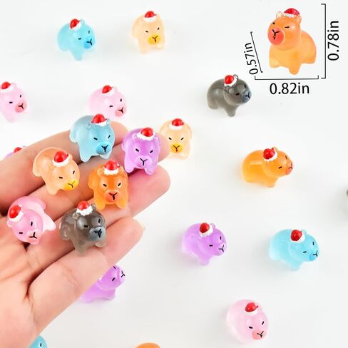 24 Pieces Christmas Mini Capybara Animals Luminous Tiny Resin Animal for Dollhouse Fairy Garden Landscape Aquarium Party Decorations in Saudi Arabia