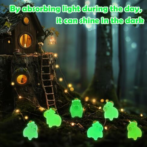 24 Pieces Christmas Mini Capybara Animals Luminous Tiny Resin Animal for Dollhouse Fairy Garden Landscape Aquarium Party Decorations in Saudi Arabia