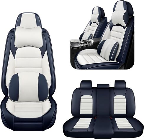 5 أغطية مقاعد سيارة لسيارة Nissan Titan 2000-2026 مصنوعة من الجلد المسامي، واقيات مقاعد السيارة مقاومة للماء مع وسائد مريحة لمسند الرأس، وسادة سيارة مع جيوب تخزين (فاخرة، بني) in Kuwait