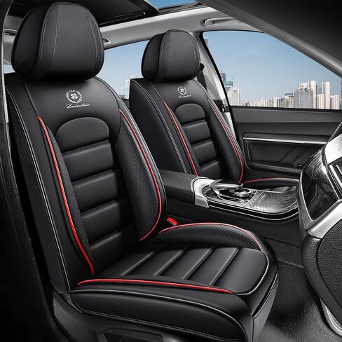 5 أغطية مقاعد سيارة لسيارة Nissan Titan 2000-2026 مصنوعة من الجلد المسامي، واقيات مقاعد السيارة مقاومة للماء مع وسائد مريحة لمسند الرأس، وسادة سيارة مع جيوب تخزين (فاخرة، بني) in Kuwait