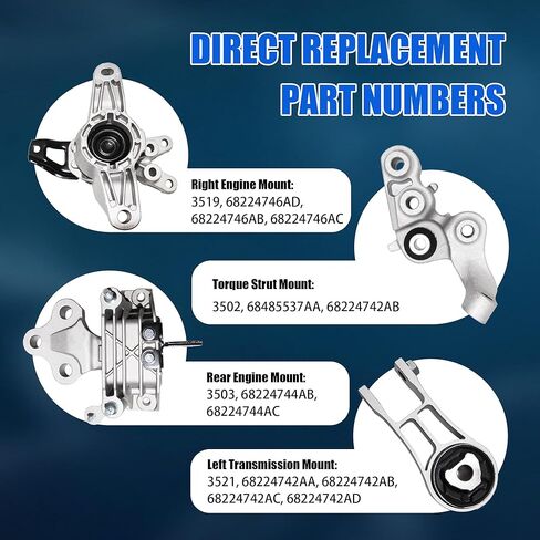 4 قطعة محرك المحرك جبل نقل عزم الدوران تبختر جبل مجموعة لكرايسلر باسيفيكا فوييجر 3.6L V6 ، يستبدل 68485537AA 68224744AB 68224746AD 68224742AA in Kuwait