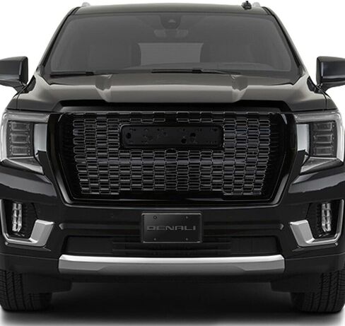 iPick Image for GMC Denali 3D Gunmetal Gray Name Logo on Black Stainless Steel License Plate - Official Licensed in Saudi Arabia