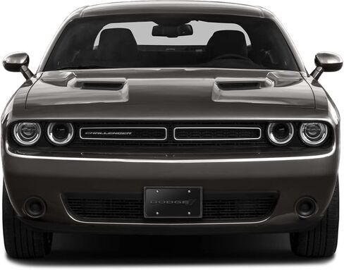 صورة iPick لشعار Dodge 3D باللون الرمادي الداكن على لوحة ترخيص سوداء من الفولاذ المقاوم للصدأ - مرخصة رسميًا in Saudi Arabia