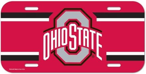 لوحة ترخيص بلاستيكية من WinCraft Ohio State Buckeyes NCAA، أحمر، أسود، أبيض، 6 بوصة × 12 بوصة in Kuwait