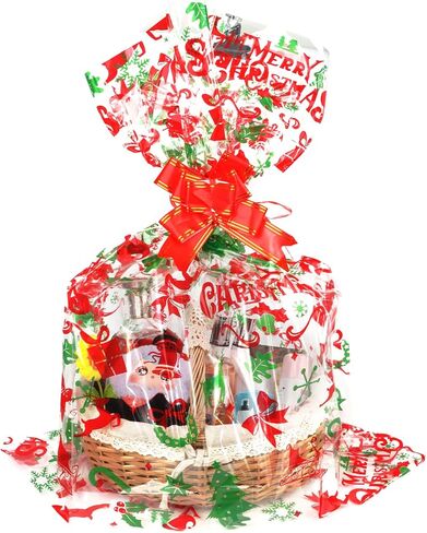 أكياس Surehome Cellophane لسلال الهدايا 24 × 30 بوصة أكياس هدايا واضحة لسلال عيد الفصح ، مجموعة من 10 كيس علاج أرنب من البلاستيك مع شريط القوس السحب لسلة عيد الفصح الكبيرة in Kuwait