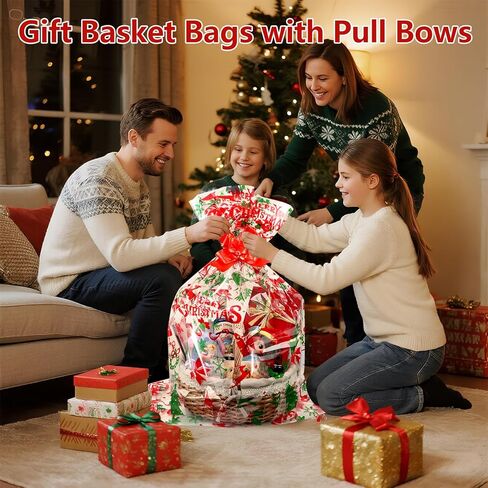 أكياس Surehome Cellophane لسلال الهدايا 24 × 30 بوصة أكياس هدايا واضحة لسلال عيد الفصح ، مجموعة من 10 كيس علاج أرنب من البلاستيك مع شريط القوس السحب لسلة عيد الفصح الكبيرة in Kuwait