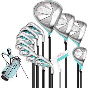 PGM Women's Golf Club Set with 12pcs Clubs - 4 Woods(#1,3,5,4H), 7 Irons(#5,6,7,8,9,PW,SW), and 1 Putter - with Golf Stand Bag in Kuwait