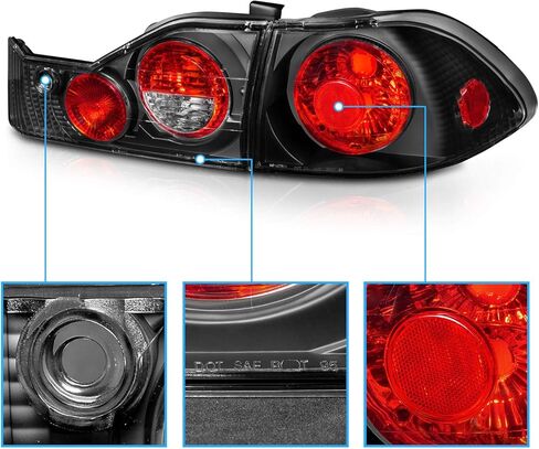 AmeriLite 1998-2000 4 Door Replacement Brake Taillights Black Set For 98-00 Honda Accord - Passenger and Driver Side in Saudi Arabia