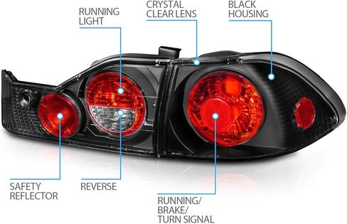 AmeriLite 1998-2000 4 Door Replacement Brake Taillights Black Set For 98-00 Honda Accord - Passenger and Driver Side in Saudi Arabia