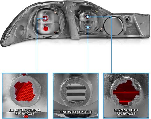 AmeriLite 1998-2000 4 Door Replacement Brake Taillights Black Set For 98-00 Honda Accord - Passenger and Driver Side in Saudi Arabia