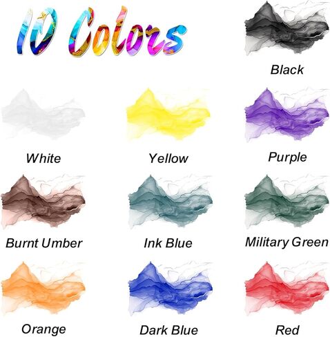 Roizefar Acrylic Paint Ink 16 x 20ml (0.68 fl.oz), Acrylic Drawing Ink Set, Liquid Acrylic Paint with 2 Brushes and 1 Palette for Drawing, Ideal for Pouring Art, Mixed Media Projects in Saudi Arabia