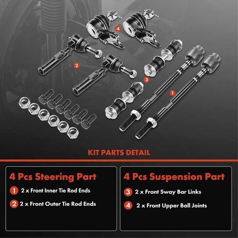 A-Premium Set of 8, Front Sway Bar Link, Lower Ball Joint, Inner & Outer Tie Rod End, Compatible with Chevrolet Cavalier 1995-2005, Pontiac Sunfire 1995-2005 in Saudi Arabia