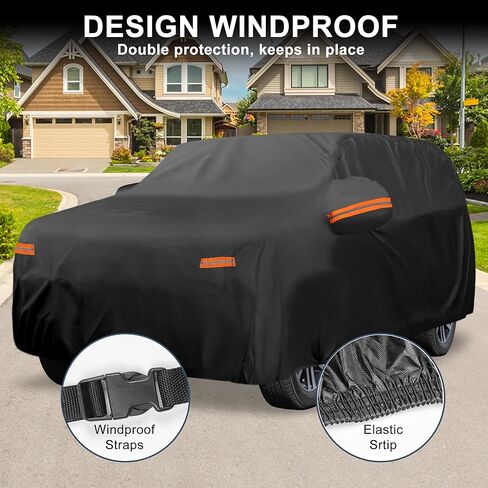 X AUTOHAUX Car Cover Outdoor Waterproof Sun Rain Snow Hail Protection with Left Side Door Zipper 210D-PU for Hyundai Palisade in Saudi Arabia