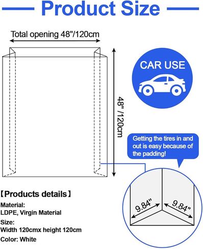Extra Large Tire Bags,4PCS White Plastic Tire Storage Bag for Winter & Summer Tires | Seasonal Protection & Dust-Proof Storage,Universal Fit for Most Vehicles in Saudi Arabia