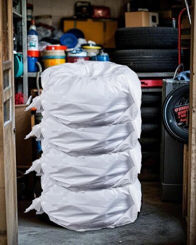 Extra Large Tire Bags,4PCS White Plastic Tire Storage Bag for Winter & Summer Tires | Seasonal Protection & Dust-Proof Storage,Universal Fit for Most Vehicles in Saudi Arabia