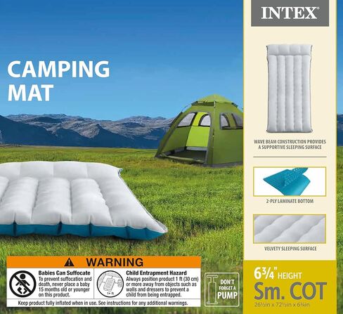 Intex 64097EP TruAire Luxury Camping Mat: Inflatable Sleeping Pad – Durable Outdoor Use – Puncture-Resistant – includes QuickFill Air Pump – 300lb Weight Capacity in Saudi Arabia