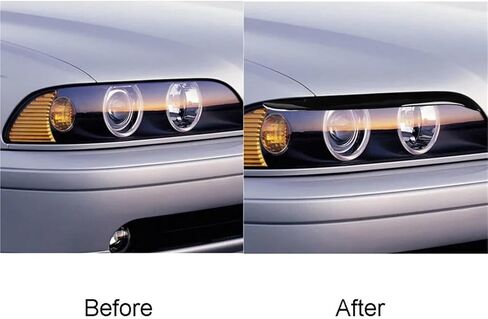 2pcs Car Headlight Eyelid Compatible For BMW 5 Series E39 1995-2003 Glossy Piano Black Headlight Eyelid Eyebrow Trim Auto Accessories in Saudi Arabia