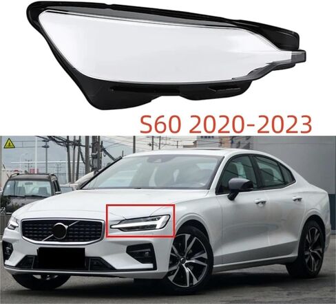 Compatible For Volvo S60 2020 2021 2022 2023 Car Front Headlight Glass Cover Transparent Replacement Lampshade PC Headlight Shell Cover(Left) in Saudi Arabia