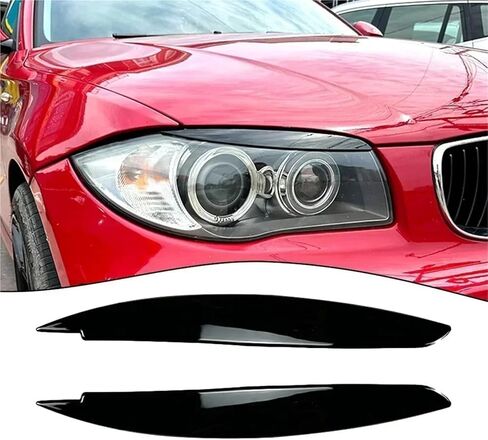 2pcs Car Headlight Eye Lid Covers Black Trim ABS Carbon Fiber Eye-catching Compatible For BMW 1 Series E87 E88 E81 E82 Eyelids Brows in Saudi Arabia