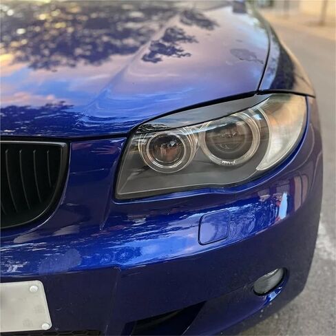 2pcs Car Headlight Eye Lid Covers Black Trim ABS Carbon Fiber Eye-catching Compatible For BMW 1 Series E87 E88 E81 E82 Eyelids Brows in Saudi Arabia