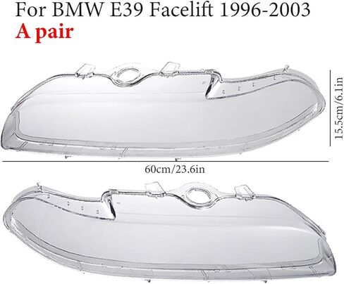 2Pcs Headlight Cover Compatible For BMW E39 Facelift 1996-2003 63128375301 63128375302 Lampshade Shell Headlight Glass Lens Headlamp Lens in Saudi Arabia