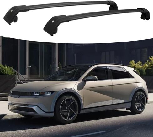 2 قطعة العارضة يناسب لشركة هيونداي 2022-2026 أيونيك 5 الصليب بار حامل سقفي السكك الحديدية الناقل الأسود حامل سقفي القضبان in Kuwait