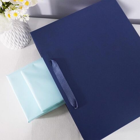 3 Pack Extra Large 14.6"x5.2"x12" Blue Gift Bags with Tissue Papers, Kraft Paper Shopping Bags with Ribbon Handles, Perfect for Retail Wrapping, Birthdays, Weddings, Holidays, Parties in Kuwait