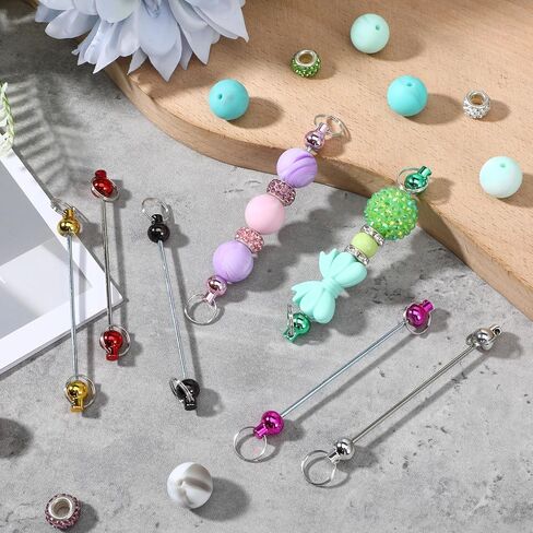 70 Pcs Blank Beadable Keychain Bars Metal Silver DIY Focal Bead Keychain Bar Charms Blank Jewelry Making Accessories Pendant Making Kit for DIY Gift Craft Item Project in Saudi Arabia