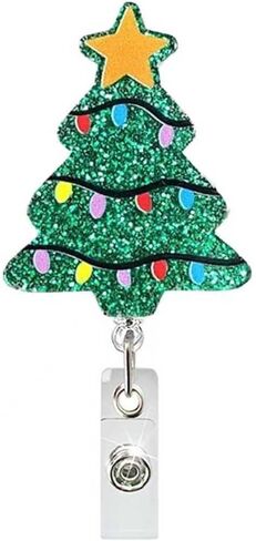 Christmas Tree Badge Holder Reel with Retractable Clip, Winter Holiday Christmas Badge Reels for Nurse Essentials, Nursing Student CMA Medical Worker Teacher Doctor ID Name Badge Clip Accessories in Saudi Arabia