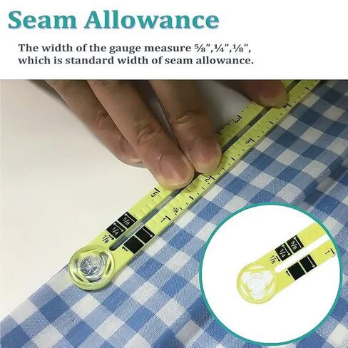 5-in-1 Sliding Sewing Gauge, Multi-Function T-Shaped Quilting Ruler with Laser-Etched Markings, Essential Measuring Tool for Seam Allowance, Buttonholes & Patchwork in Saudi Arabia