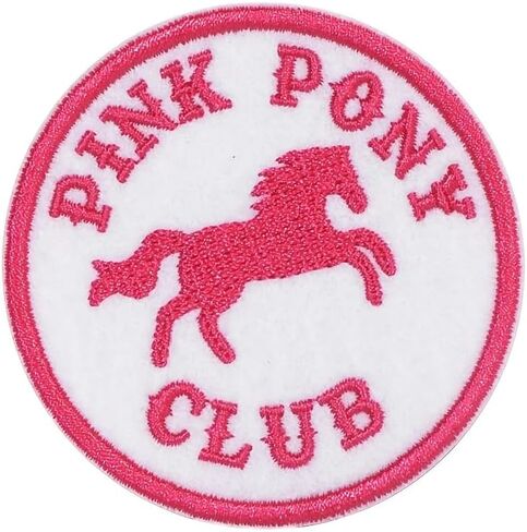Pink Pony Club Iron-On Patch, 2.5 inch Horse Design, White and Pink Embroidered Patch for Clothing and Accessories in Saudi Arabia